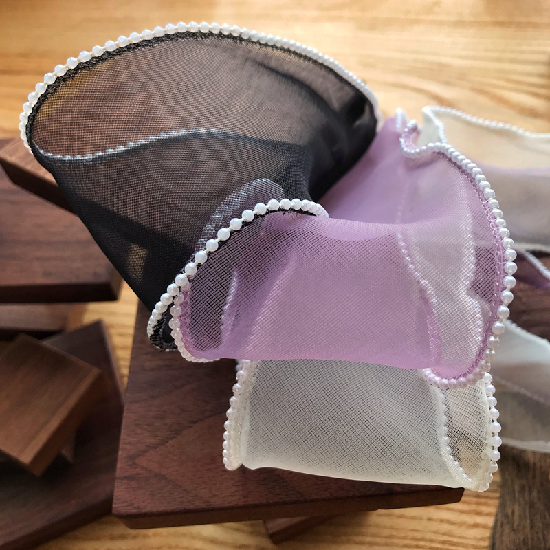 diy hairpin bow packaging material with pearl textured overlock yarn, 6cm wide meteor fish tail wave snow yarn ribbon pic 14