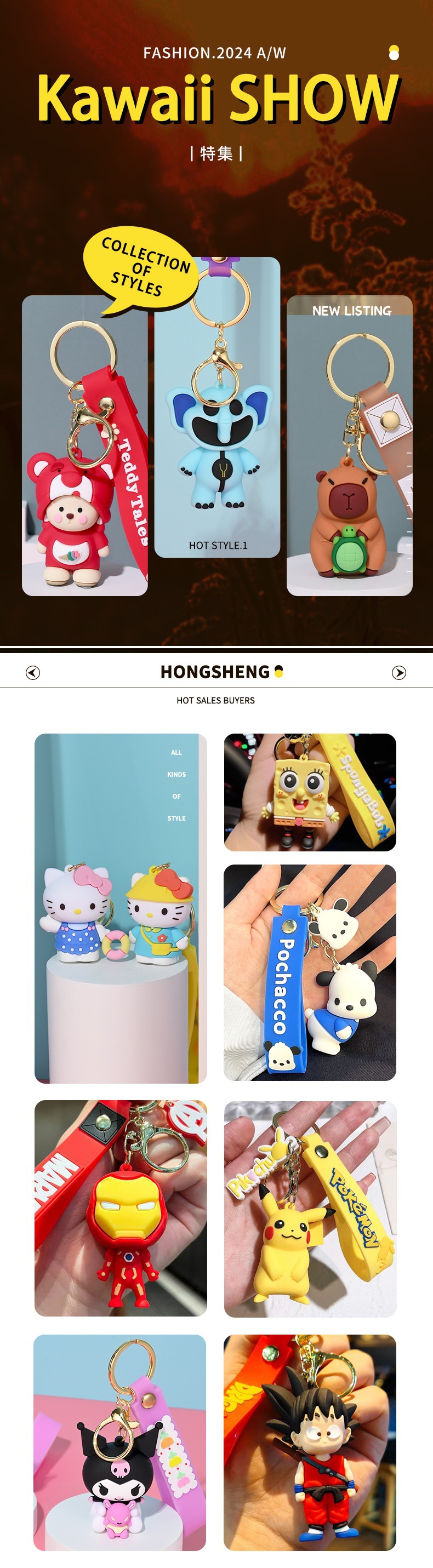 三丽鸥库洛米钥匙扣卡通3D公仔书包挂件小礼品pvc软胶钥匙扣挂件详情1