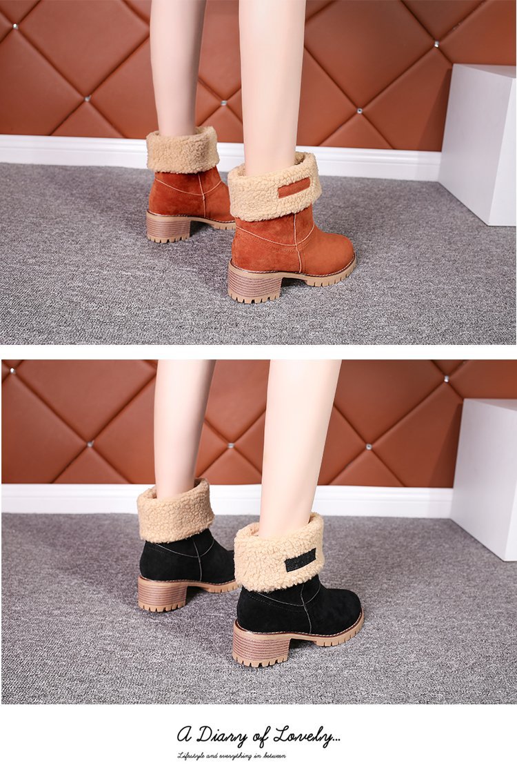 2024冬季新款绒面厚底粗跟中筒靴43码保暖棉鞋圆头大码外贸女靴子详情16