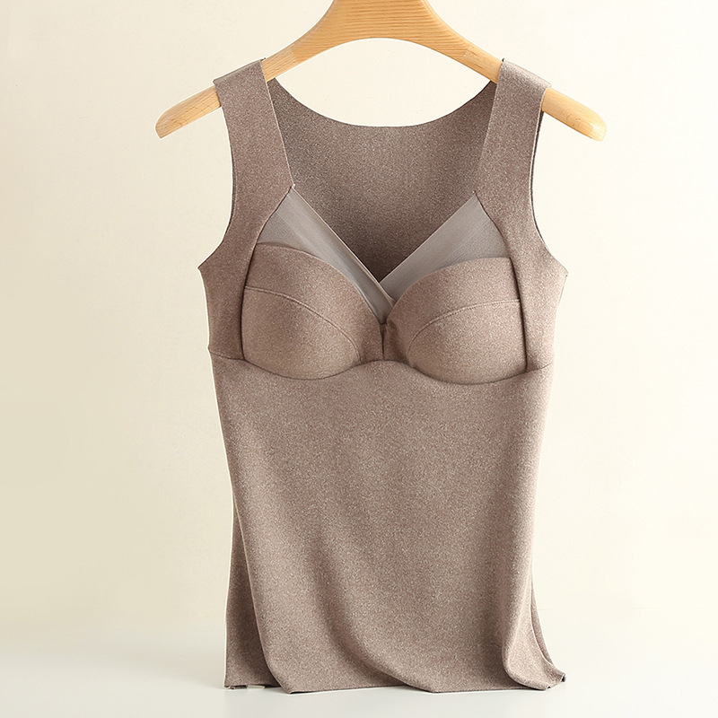 3893 French-style German velvet thermal vest, seamless one-piece design with built-in fixed chest pad, thickened base layer thermal vest for women pic 11