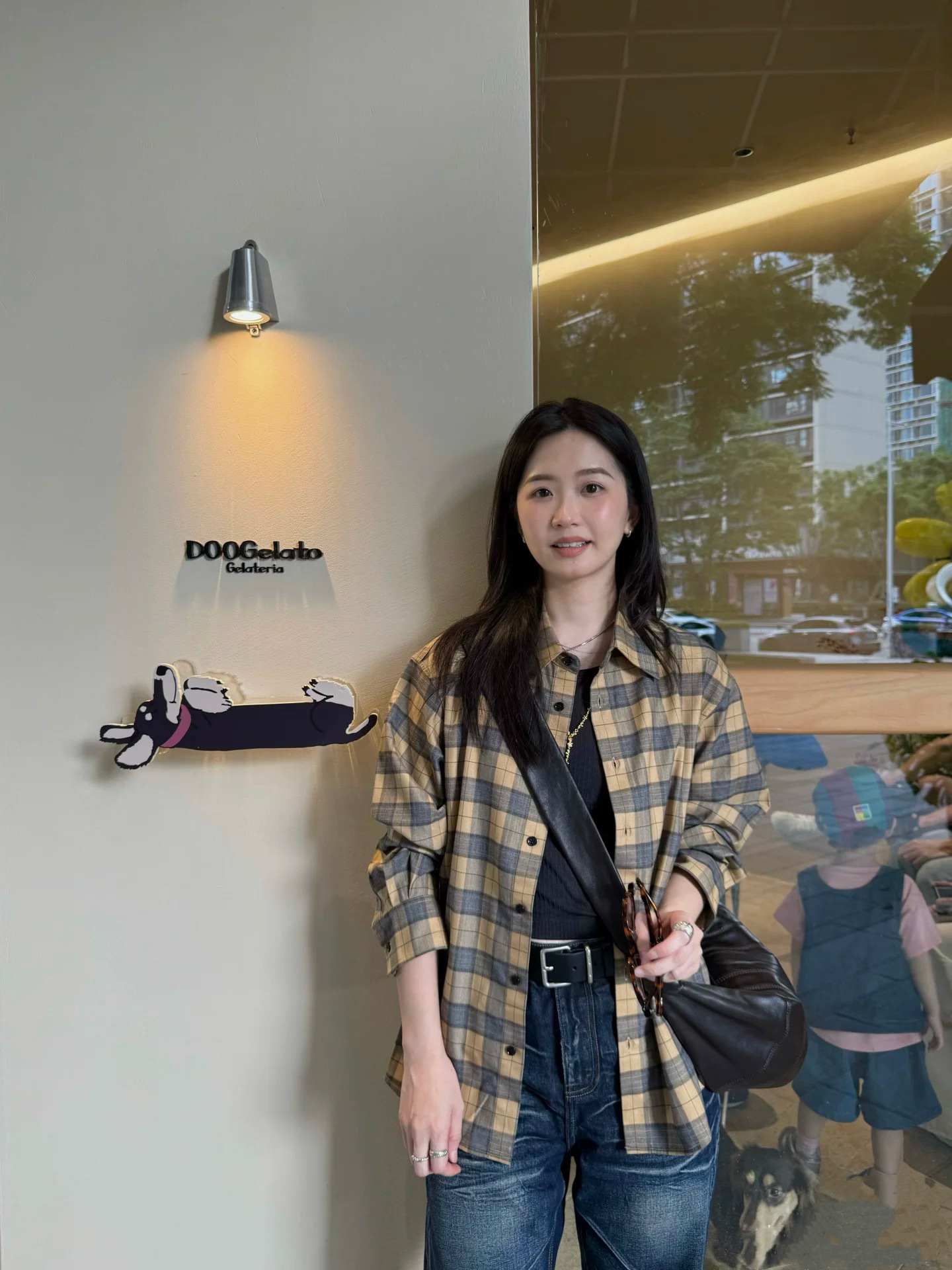 New retro plaid loose off-the-shoulder plaid long-sleeved shirt, yellow lapel plaid casual shirt for women 4415 pic 30