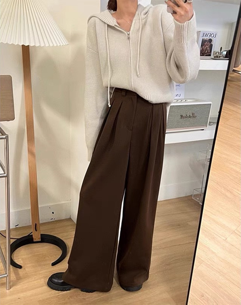 韩系设计感拉链连帽针织开衫女春秋新款宽松休闲短款慵懒毛衣外套详情22