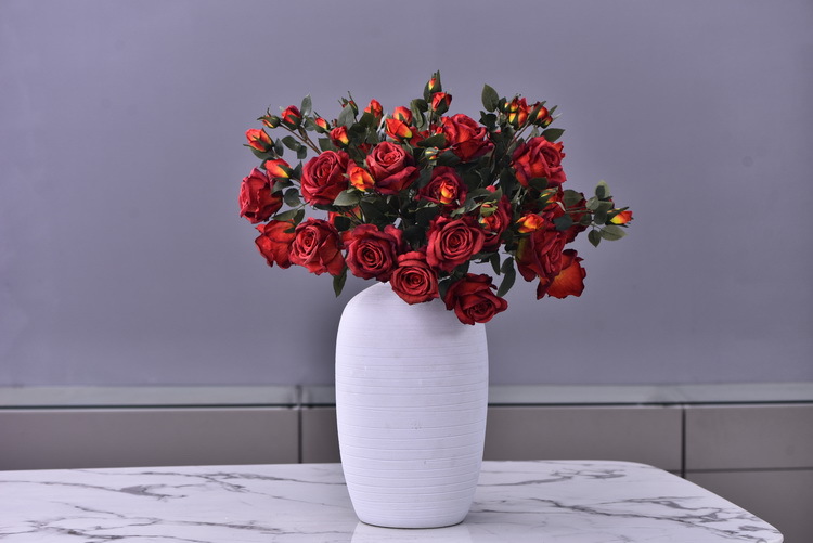 Factory wholesale of 5-head simulated rose with charred edges, retro Greek rose, living room, hotel and homestay photography props rose pic 13