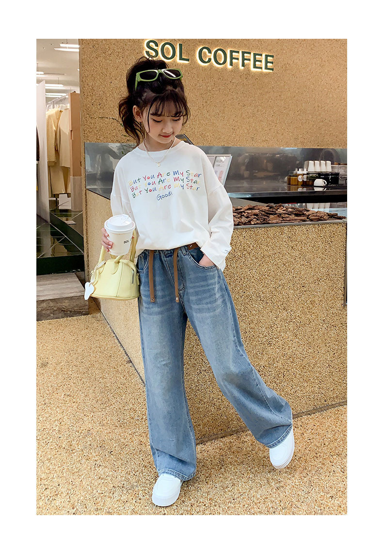 韩版女童休闲牛仔裤春秋2023新款儿童阔腿长裤春季薄款中大童裤子详情18