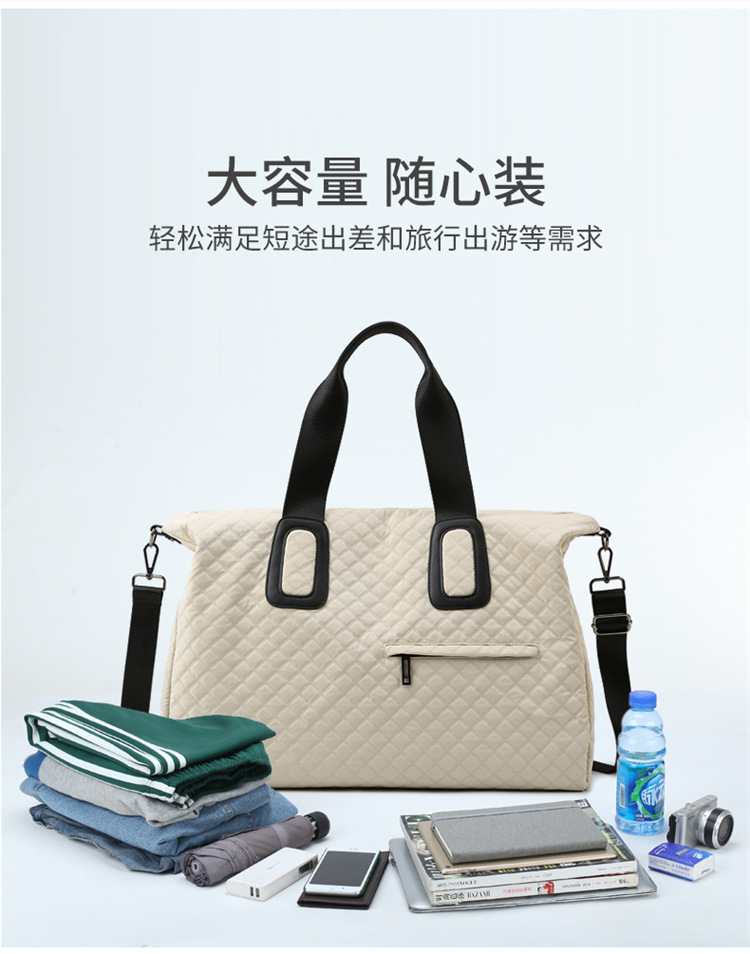 旅游手提包女时运动健身包尚韩版菱格跨境出门短途大容量旅行包详情6