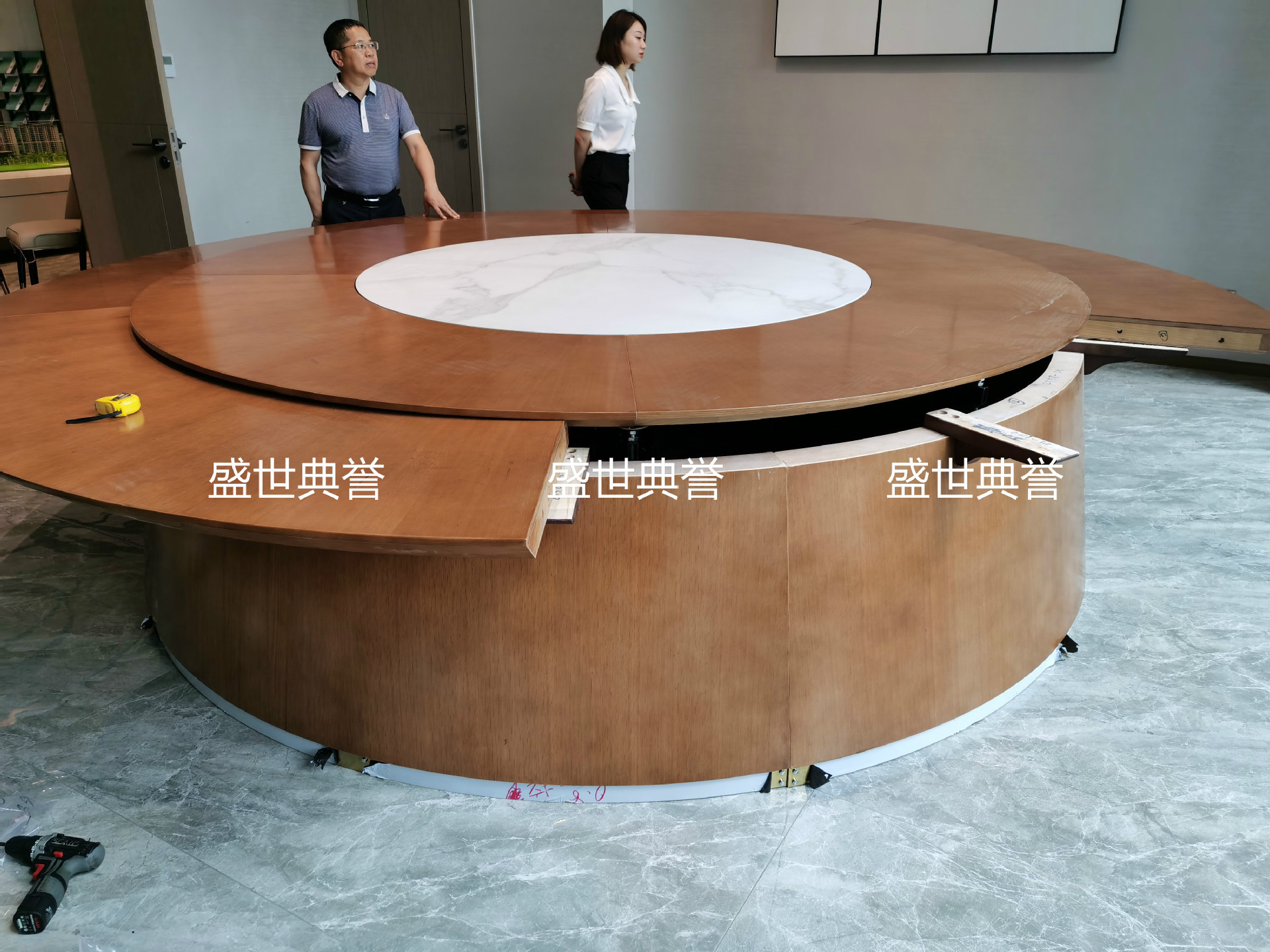 Nantong Seafood Hotel solid wood dining table, restaurant luxury private room, light luxury electric round table, club electric revolving table pic 11