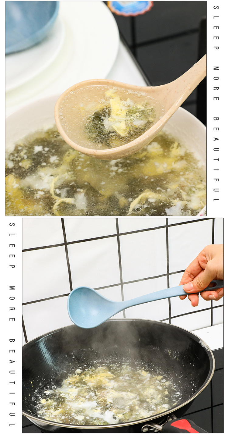 Foreign trade wheat straw soup spoons, household long-handled porridge spoons, kitchen plastic kitchenware, hot pot spoons, large porridge spoons pic 5