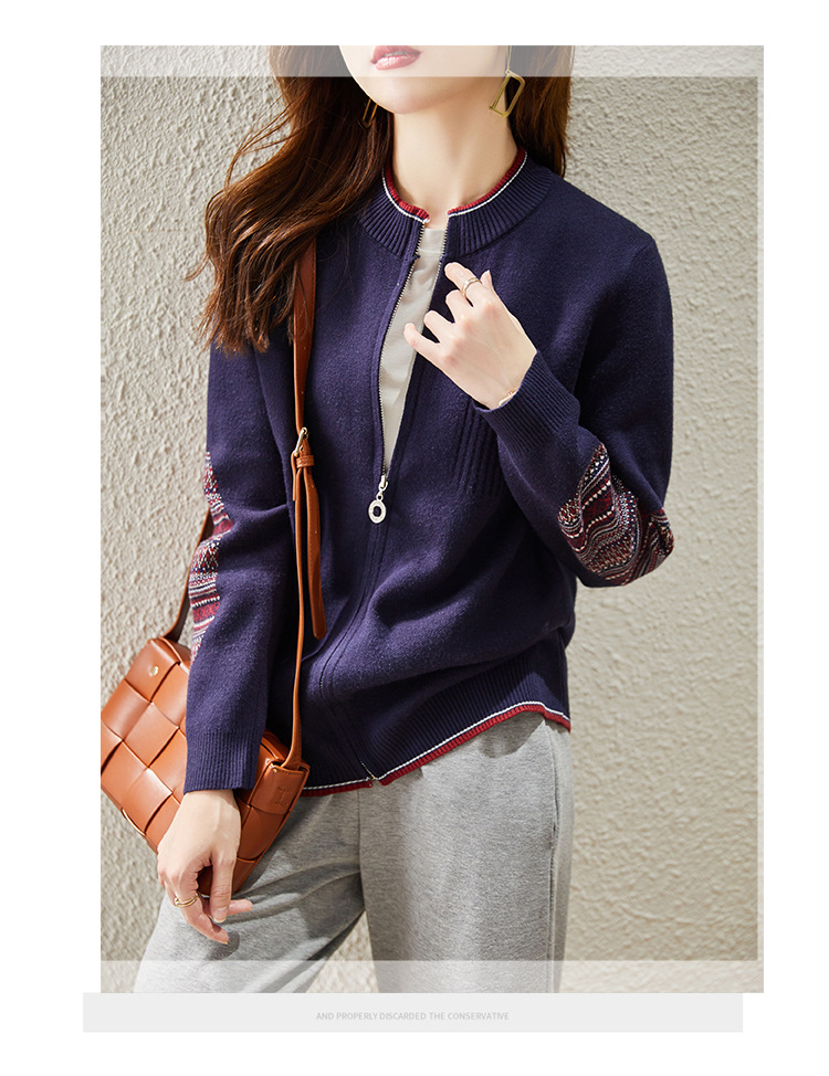 春秋装新款复古文艺加厚拉链长袖针织开衫韩版女装时尚羊毛衫外套详情11