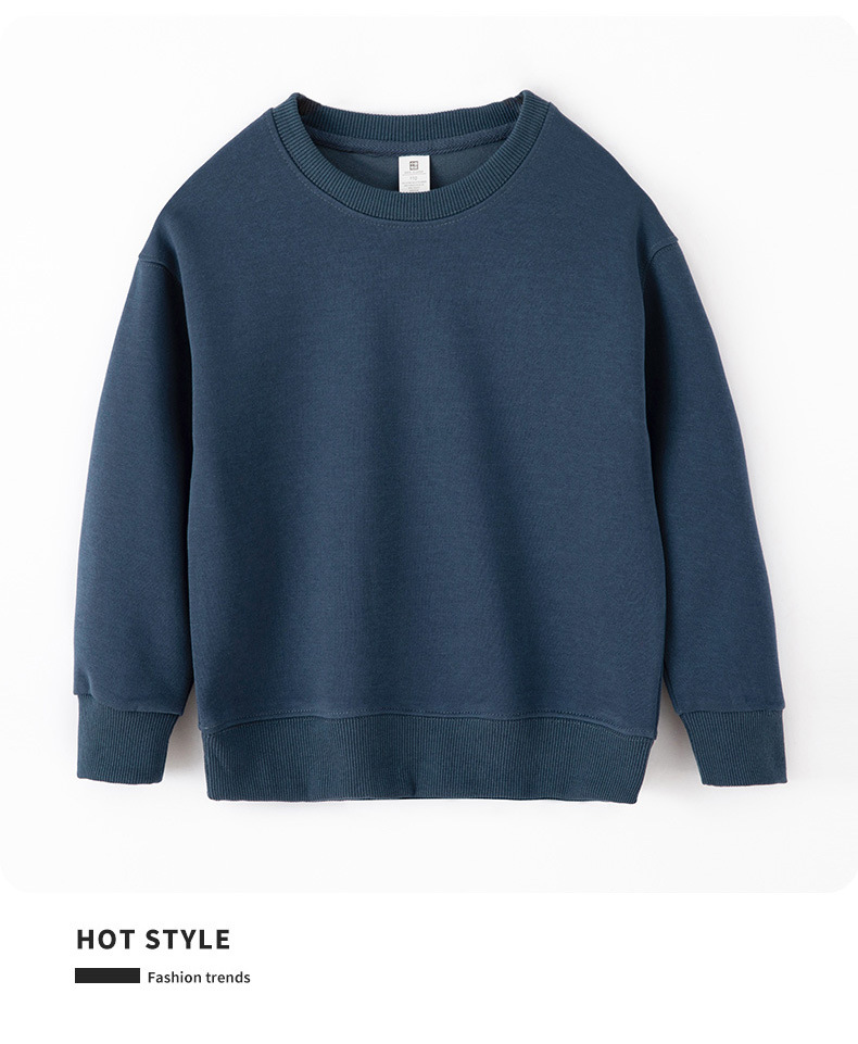 320g华棉纯色圆领落肩儿童卫衣定制男女童潮牌宽松上衣印花打底衫详情9