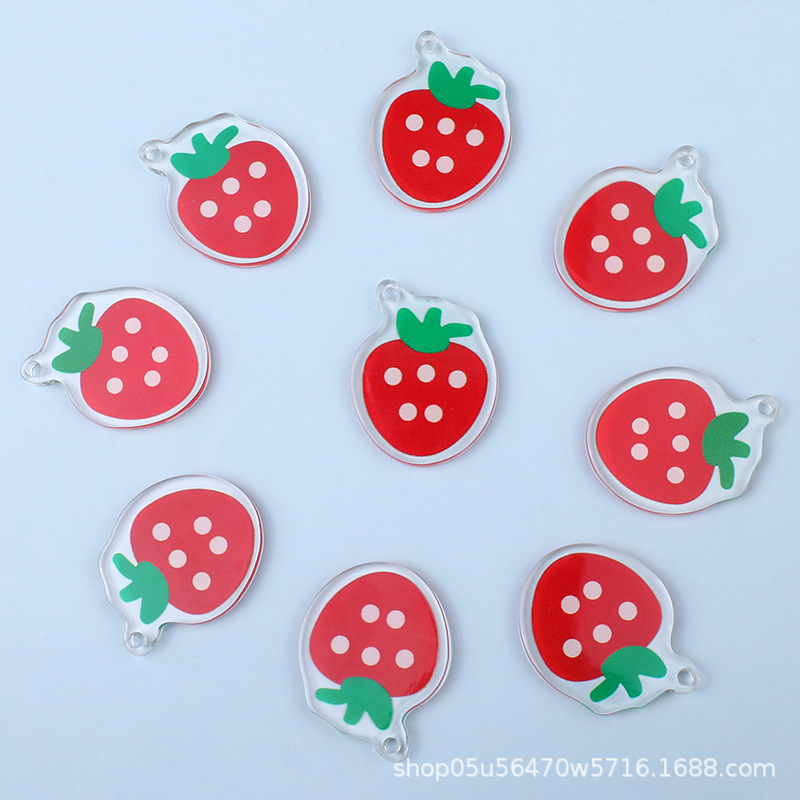 Wholesale of new printed strawberry acrylic transparent sheet diy handcrafted earrings and keychain accessories materials pic 3