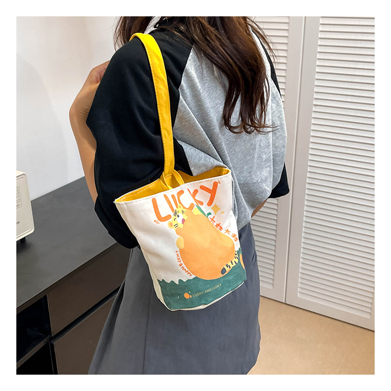 Pintura al óleo viento bolsa de mano linda impresión de un hombro bolsa portátil exterior cartoon student canvas bag al por mayor pic 19