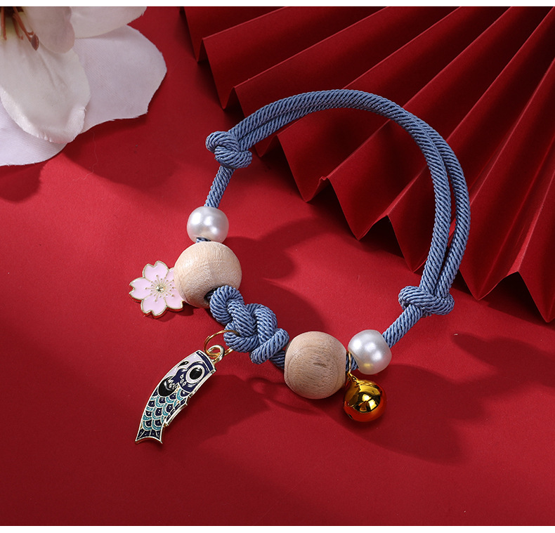 国潮宠物项圈带铃铛如意结樟木项链防虫项圈可调节手工编织猫围脖批发详情10