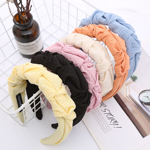 欧美纯色手工编织麻花头箍 亚马逊潮流单色辫子头扣 洗脸压发发饰详情4