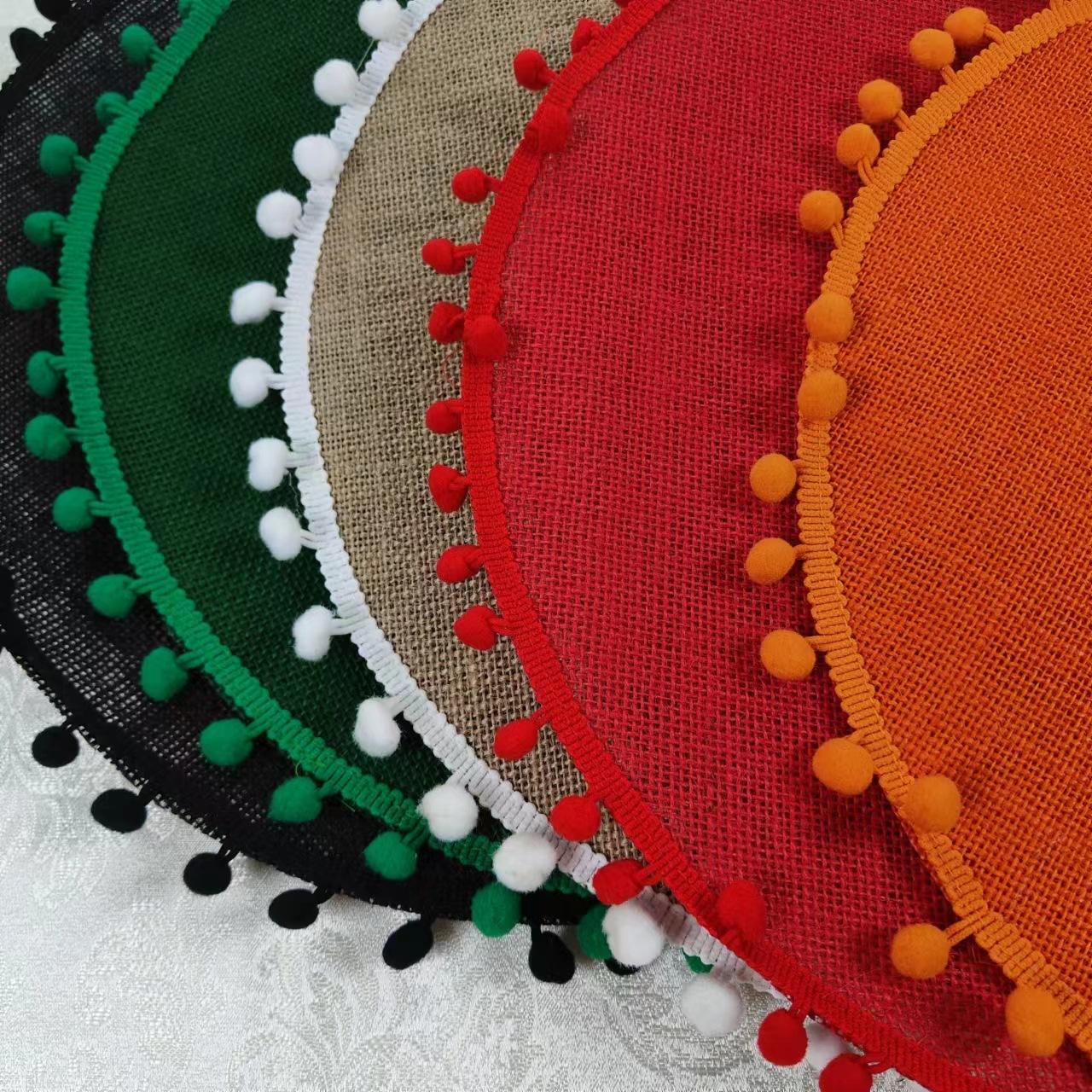 Soft Bohemian round tassel tableware, placemats, heat-insulating and heat-resistant dining table, pp ethnic style pilling, simple and elegant pic 3