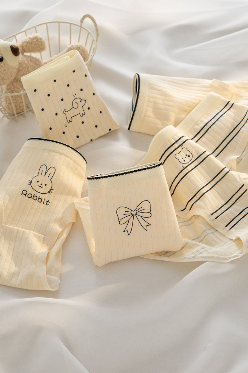 条纹卡通女士内裤女生纯棉A类婴儿棉少女7A抗菌裆三角裤头详情34