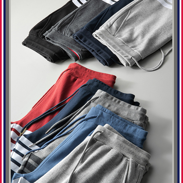 TB teñido teñido cuatro barras rayas moda hombre verano moda pantalones de algodón moda marca pantalones medios pantalones deportivos pantalones casuales hombres pic 4