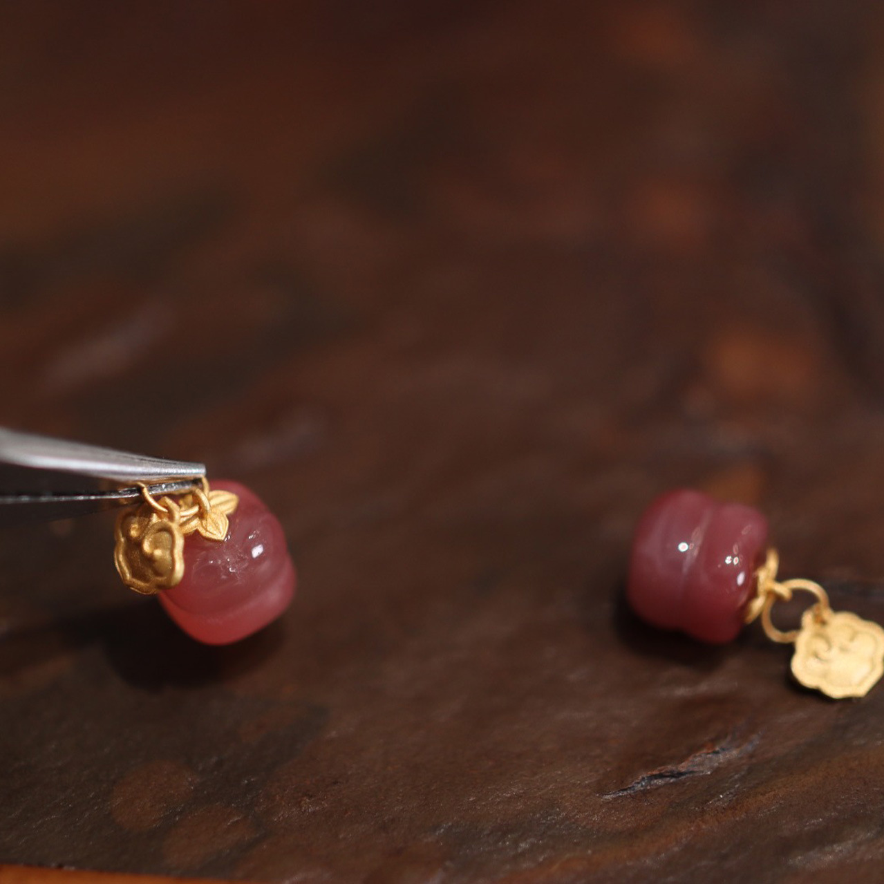 New natural salt source agate jewelry pink accessory S925 silver gold-plated non-red salt Source Ruyi persimmon accessory pic 14