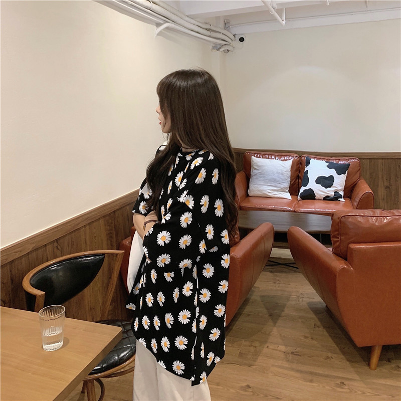 Amazon cross-border, loose and popular small Daisy split short-sleeved T-shirt for women pic 5