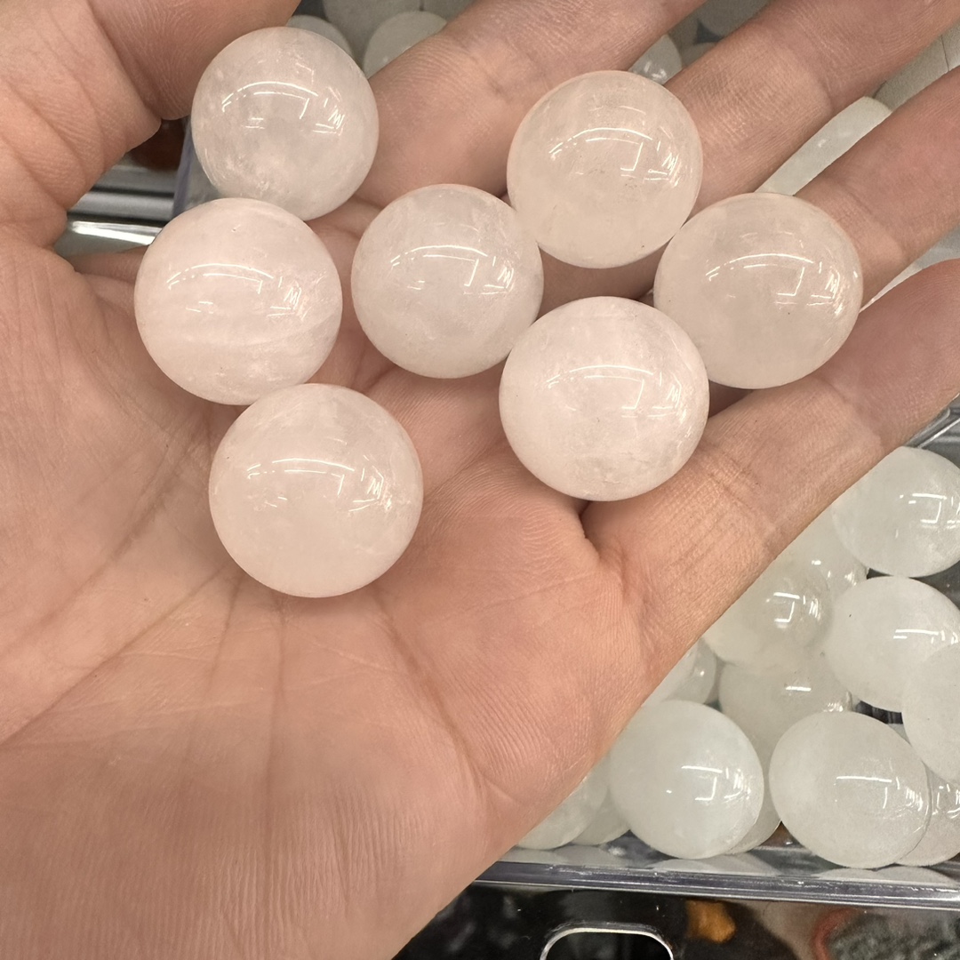 批发天然石水晶玛瑙20mm圆球无孔diy珠石头圆珠珠子珠宝配饰配件详情5