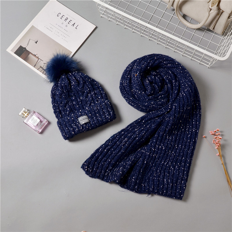 Wholesale of two-piece sets of 2020 new winter knitted pom-poms hats, warm and thick blended jacquard hats and scarves pic 14