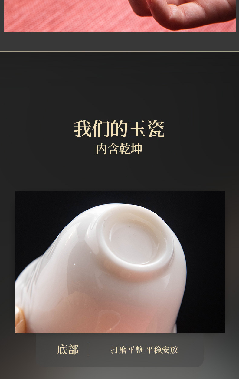 Factory direct sales of Dehua white porcelain jadeite Kung Fu tea cups, personal cups, tea tasting cups, simple household tea drinking ceramic cups pic 23