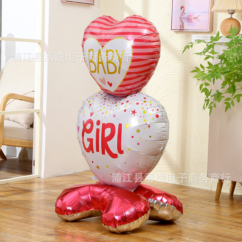 跨境大号底座站立粉蓝BABY GIRL BOY铝膜气球生日派对装饰布置详情6