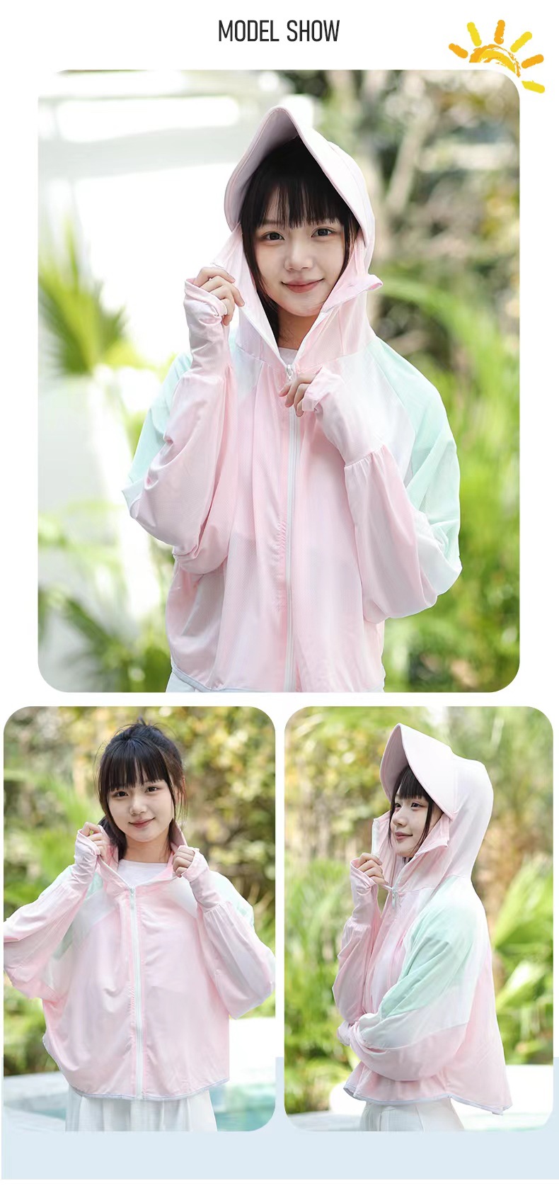 The same style of black rubber cap brim patchwork color-blocking Xiaoye Kazuko sun-protective clothing, yoga slimming little rabbit sun-protective clothing for women pic 37