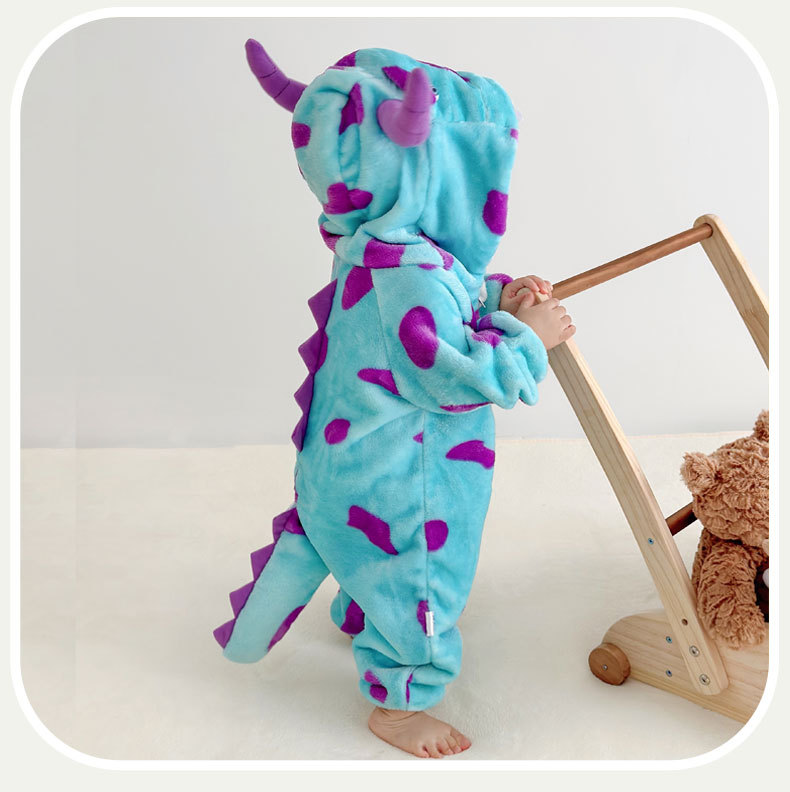 跨境新生婴儿衣服春秋宝宝连体衣法兰绒保暖可爱超萌居家连体睡衣详情10