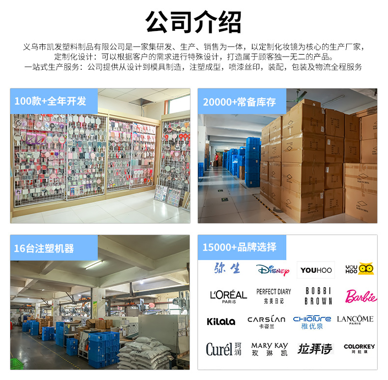 新款爱心电镀水波纹镜子随身便携少女手持镜子可爱高清镜面化妆镜详情2