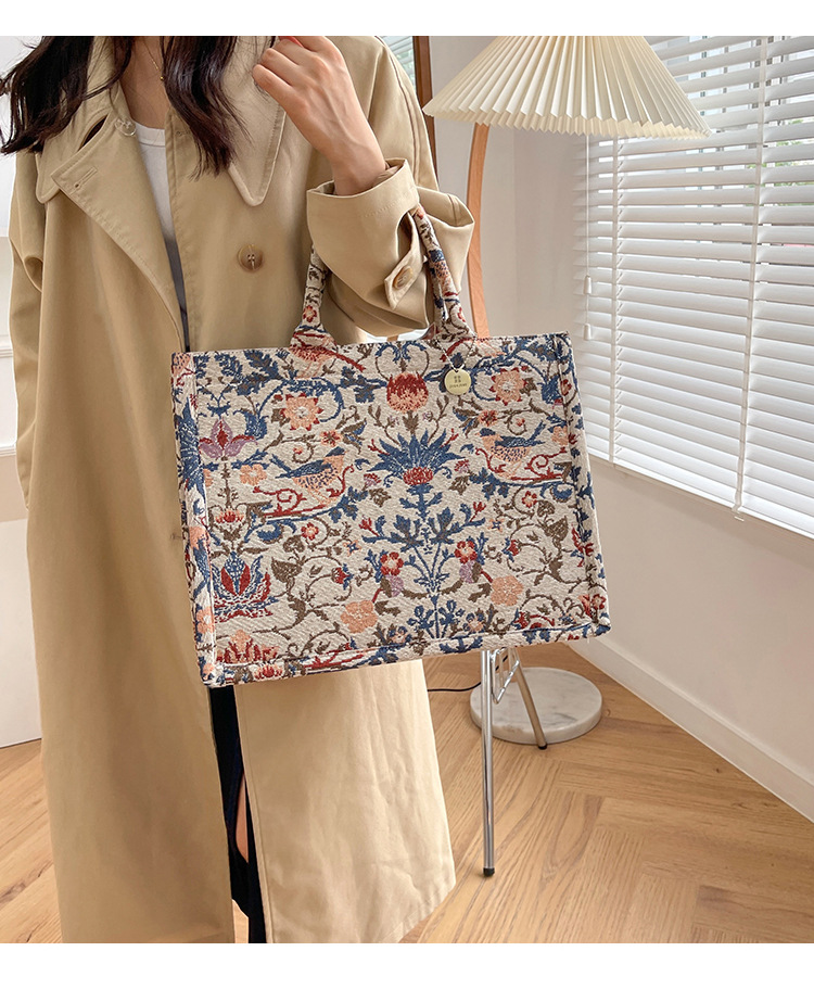 秋冬大包大容量单肩包包女2022新款个性绣花手拎包小众时尚托特包详情16