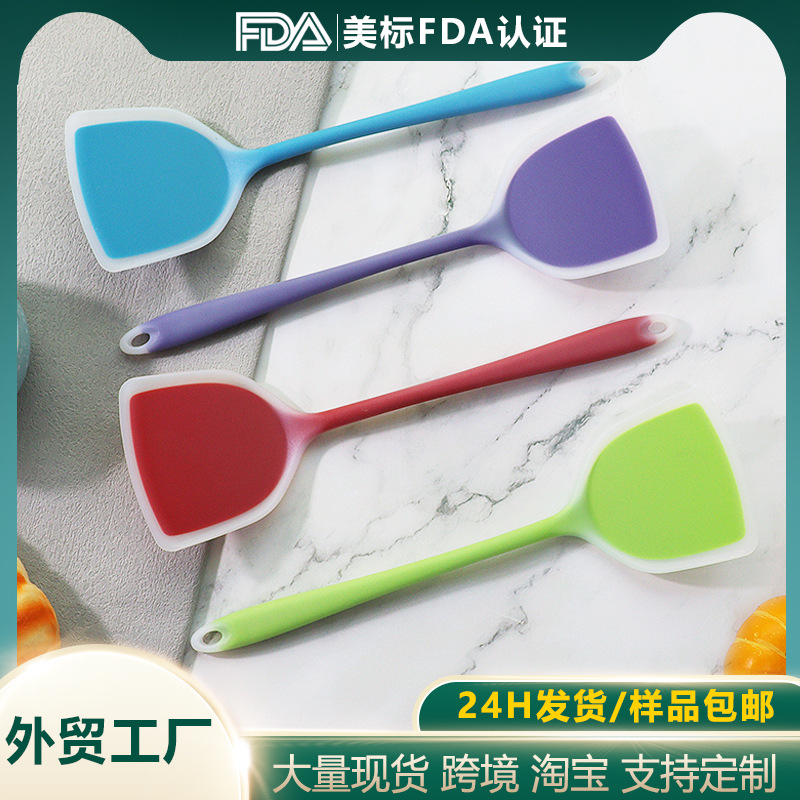 Tamagoyaki silicone spatula, non-stick pan, silicone spatula, double-color handle flat pan, tamagoyaki spatula in stock for wholesale pic 4