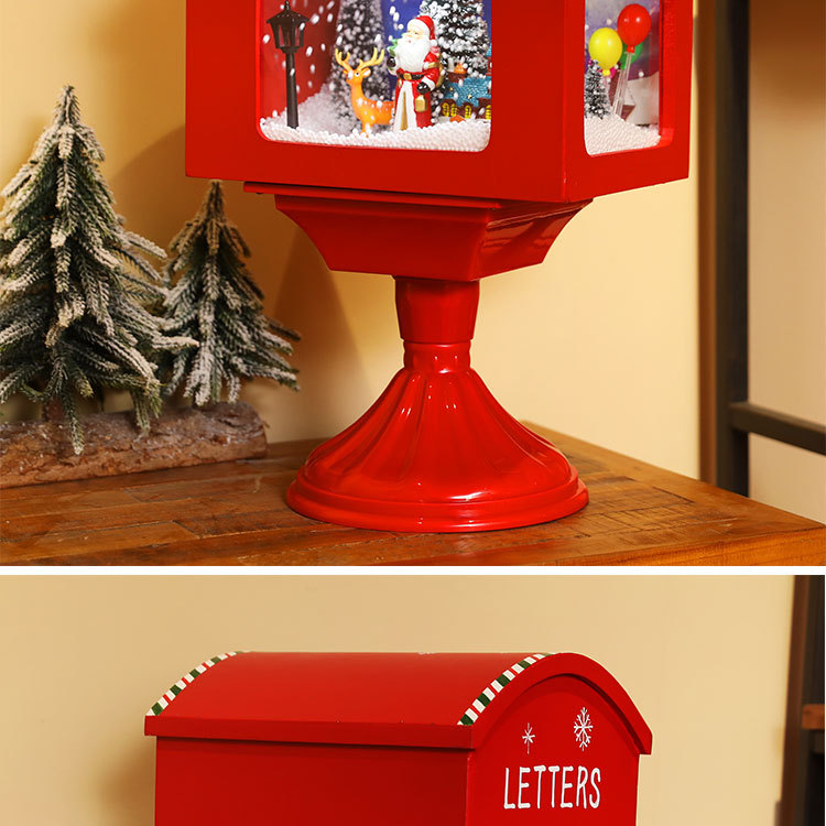 Christmas decorations, wooden snowflakes, musical small mailbox ornaments, home display lights, festival shopping mall window decoration props pic 6