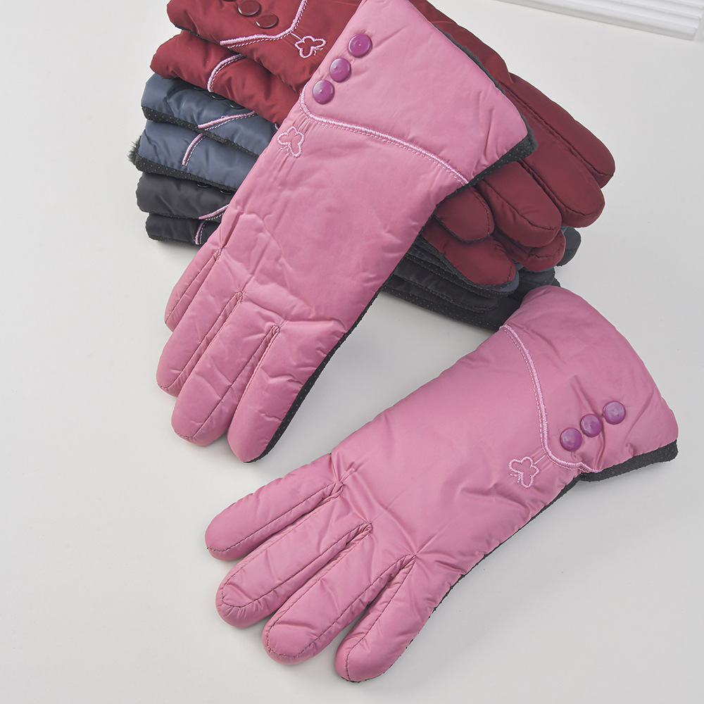 手套女冬季加厚款防滑不倒绒双色保暖骑行手套滑雪防寒成人手套详情2