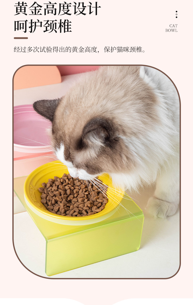 Cool color plate, Nordic-style ceramic pet bowl, multiple colors to choose from, cat and dog food bowl, water bowl, acrylic stand design, selected pet supplies, Kung Fu tea set style pic 6