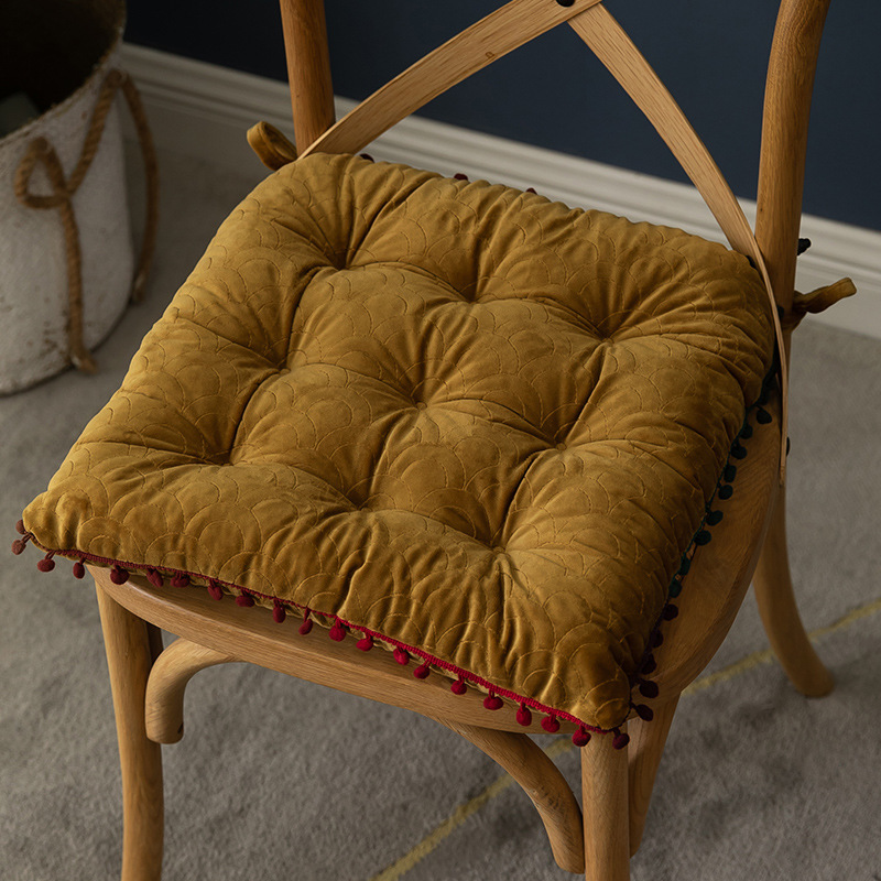 Thickened solid color velvet chair cushions for the bedroom floor, square anti-slip strap floor cushions suitable for all seasons pic 6