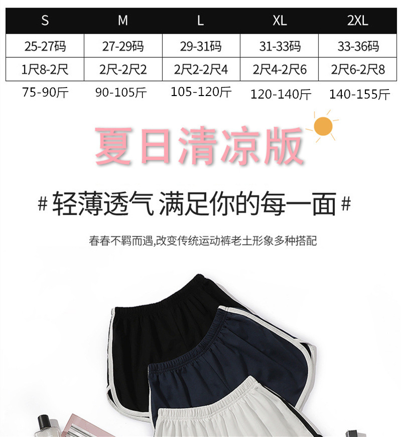 新款运动短裤跨境外贸热裤韩版夏季薄款居家休闲a字宽松瑜伽短裤详情3