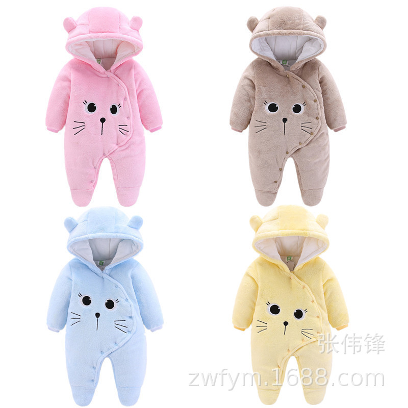Baby one-piece suit thickened autumn and winter outfits 0 baby clothes for boys and girls 1 newborn autumn clothes winter cotton-padded clothes crawling clothes pic 20