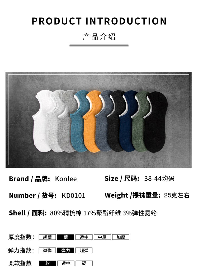 Amazon nuevo hombre barco calcetines verano transpirable calcetines de algodón calcetines casuales para adultos low top poco profundo no cae talón fabricante pic 7