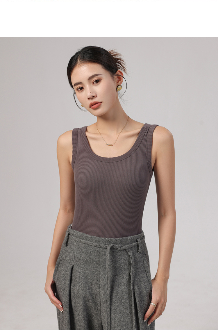 双面磨毛发热保暖吊带背心女内搭带胸垫冬季山羊绒加绒打底上衣详情14