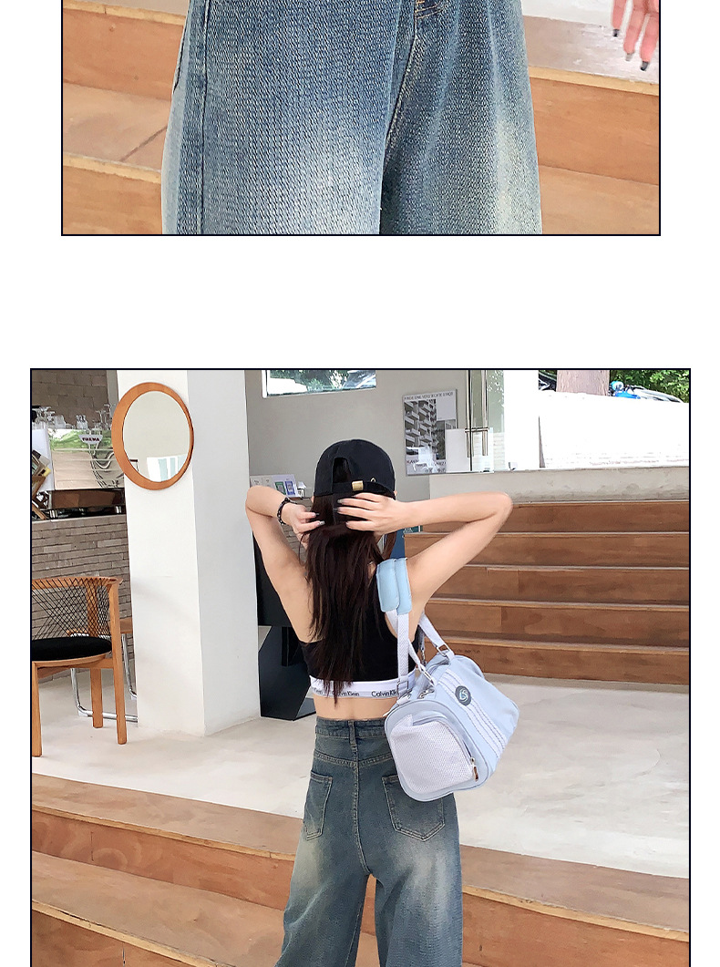 HEY+JEANS星空纹怀旧蓝牛仔裤女2023新款高腰宽松显瘦拼接阔腿裤详情34