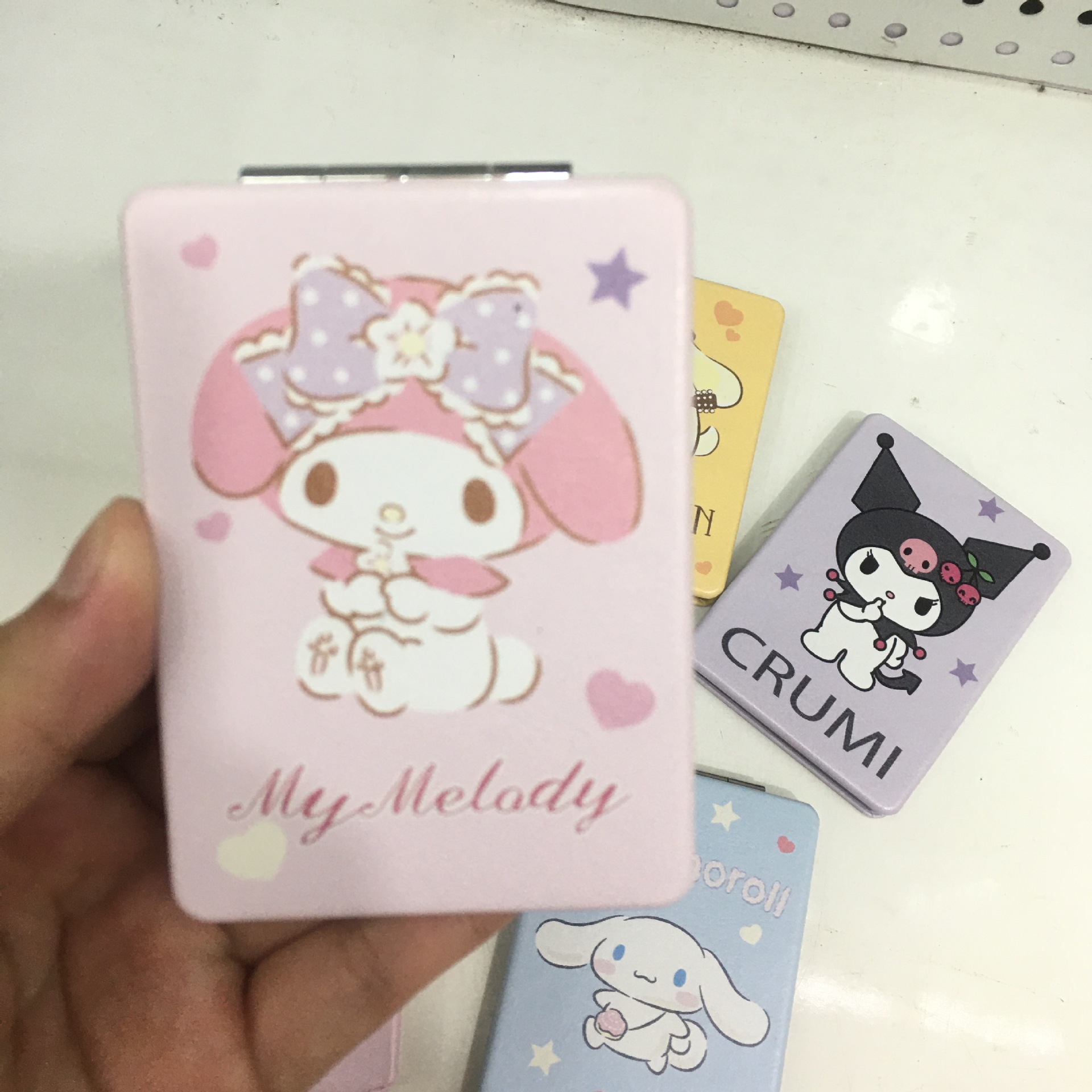 Cartoon and anime family flip mirror PU makeup small mirror, Kuromi Melody Twin Star Cinnamon Dog mirror pic 11