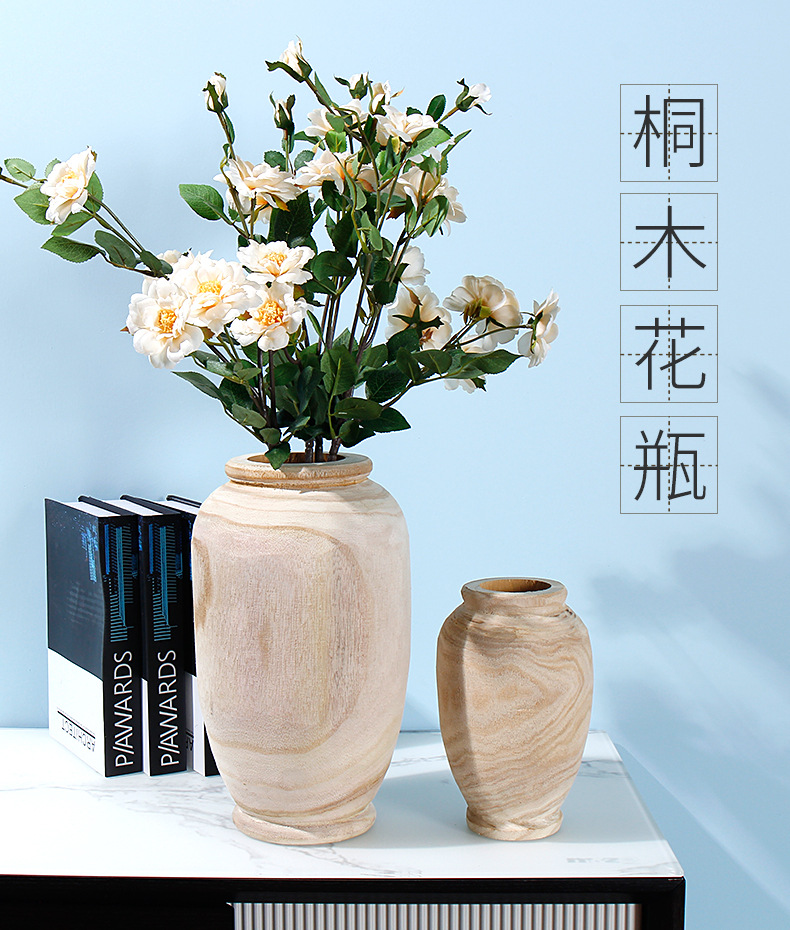 Factory consignment delivery of solid wood vases, modern and simple ins home vase ornaments, fresh flowers, Nordic style decorative vases pic 3