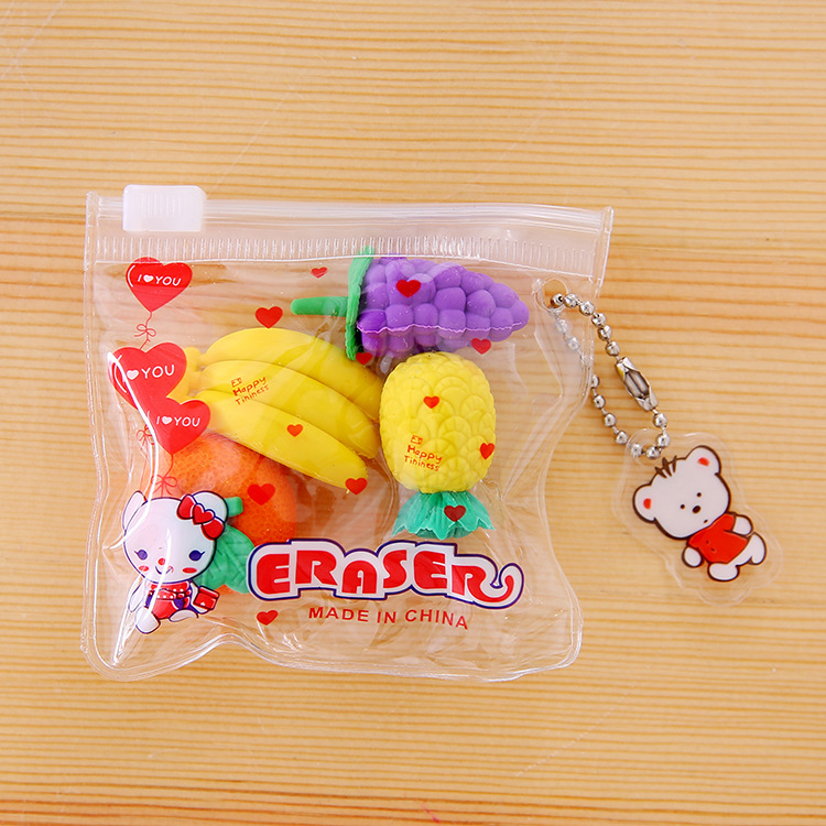 Zipper bag animal fruit cake, Christmas eraser, student prize, student eraser wholesale pic 2