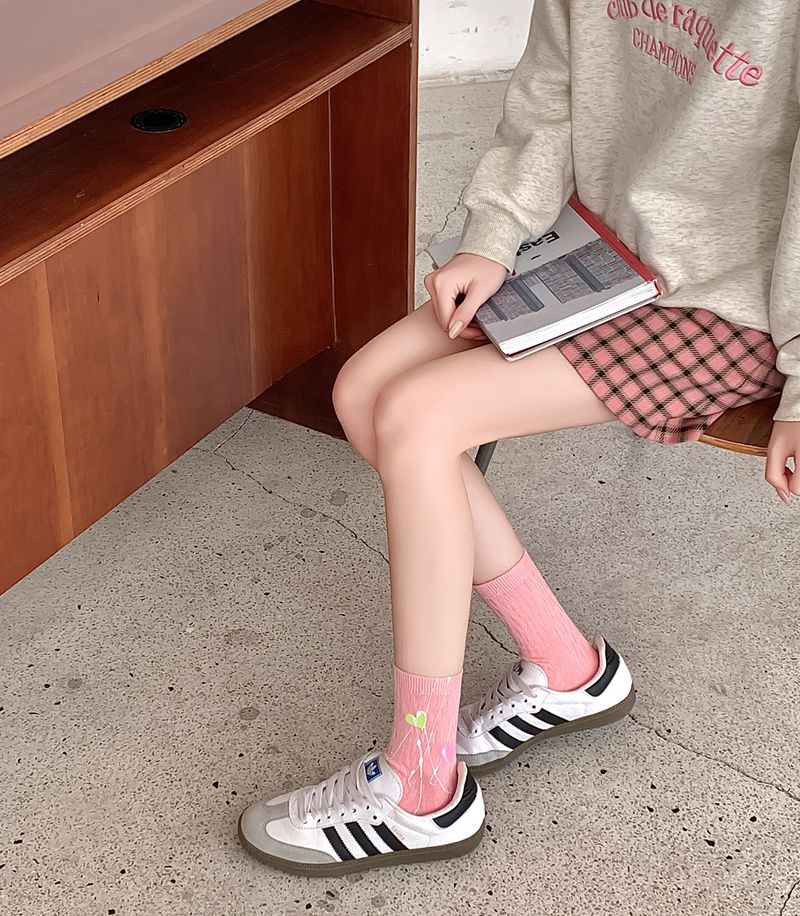 2024春夏新款甜酷少女泼墨配饰中筒袜子女 潮流百搭手工袜子女详情14
