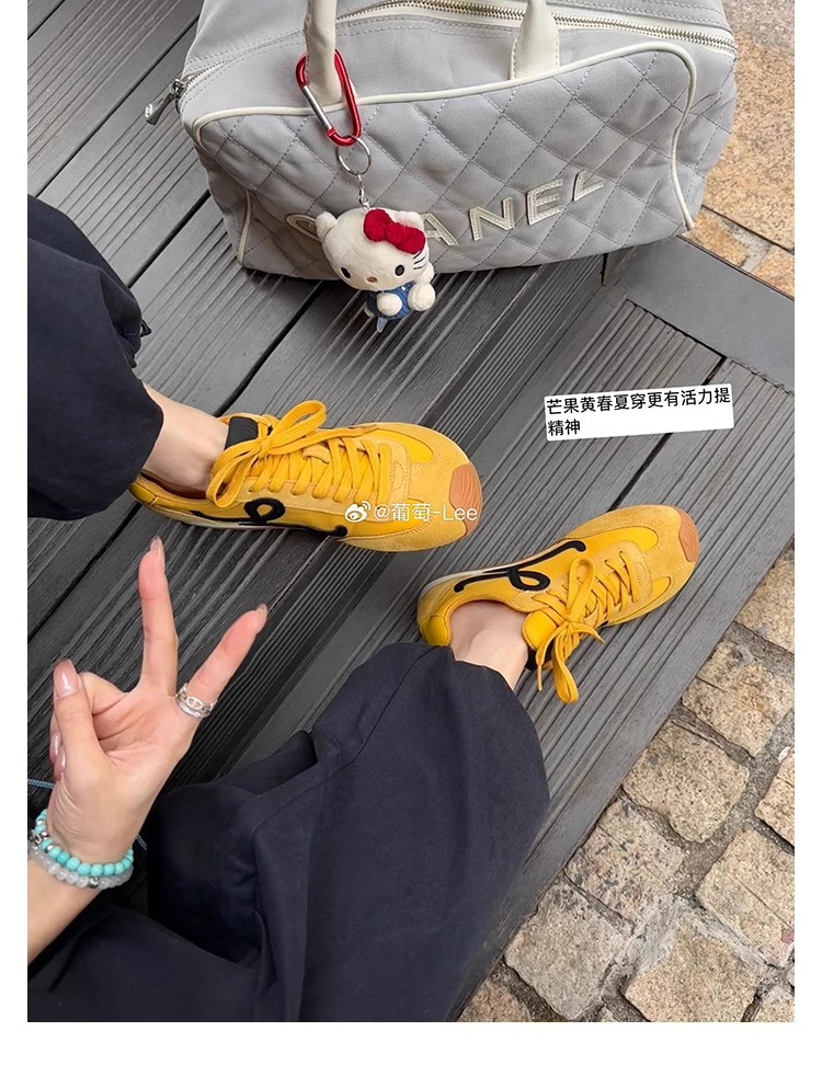 葡萄妈歪头内增高德训鞋休闲风撞色拼接系带运动大头小白鞋女详情15