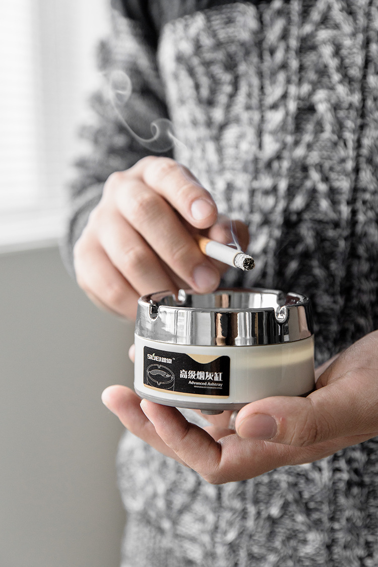 加厚耐用不锈钢金色烟灰缸网咖烟缸酒吧网吧烟灰缸厂家批发直供详情9