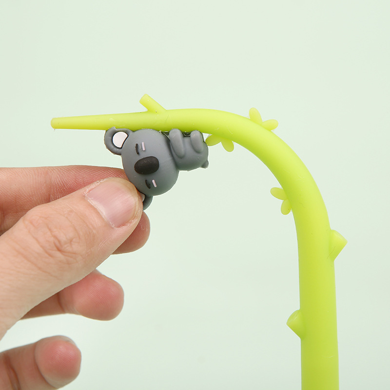 Nuevo creativo lindo papelería pluma koala holder rama estudiante pluma neutral silicona dibujos animados personalizado fabricante al por mayor pic 13