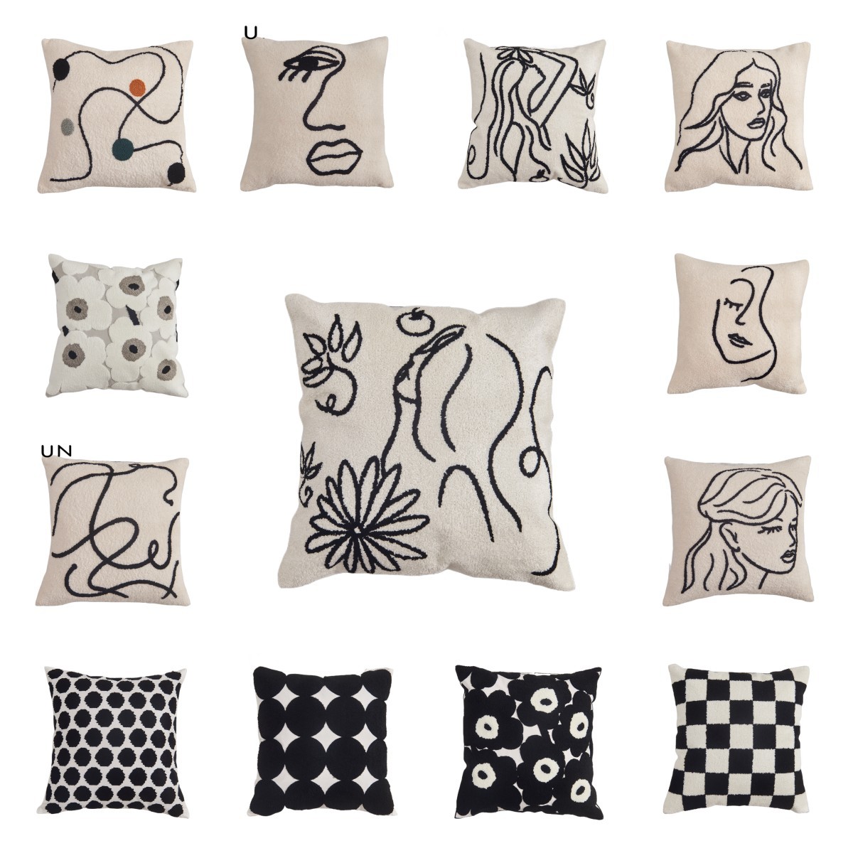 新款法式郁金香玫瑰刺绣跨境沙发抱枕酒店装饰棉麻靠枕抱枕套详情2