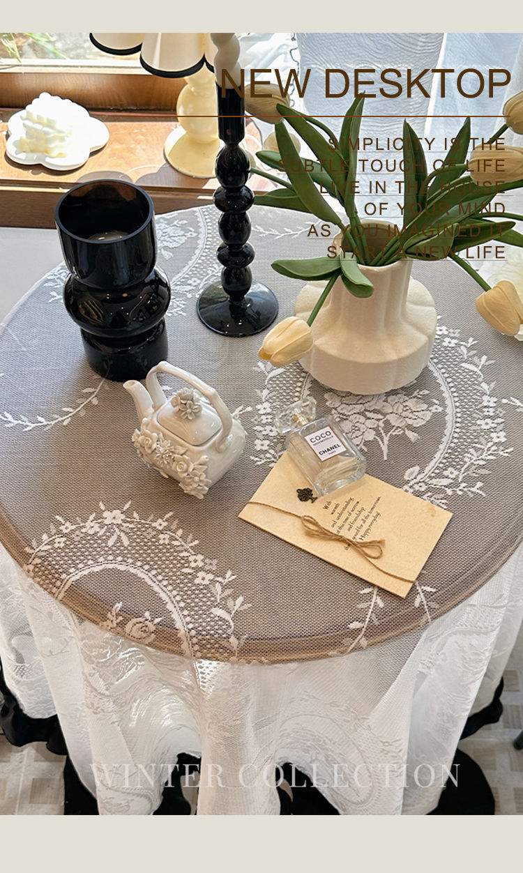 Amazon lace French court tablecloth with ruffled edge patchwork, cross-border retro high-end new tablecloth on Xiaohongshu pic 10