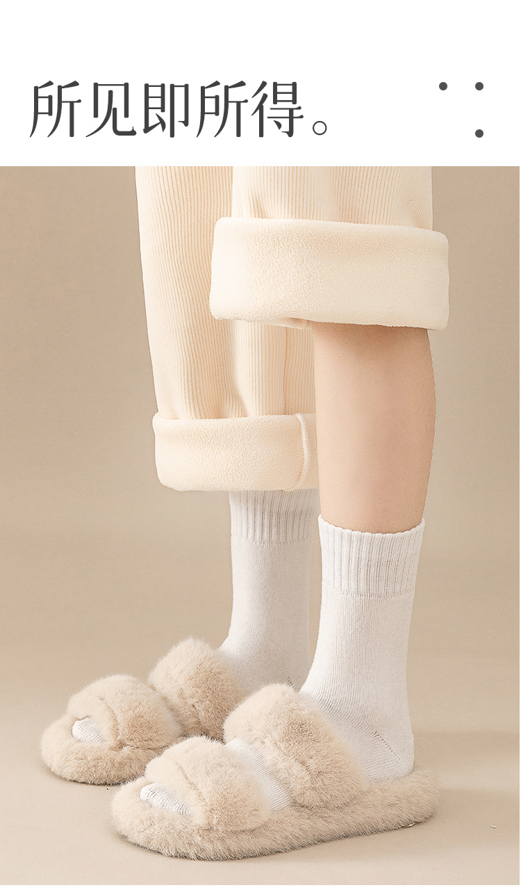 Calcetines de piso de una pieza de reemplazo calcetines gruesos para mujeres calcetines de invierno con fleece y engrosamiento calcetines medianos calientes para mujeres calcetines de lana de color sólido toalla calcetines de piso de una pieza de reemplazo pic 19